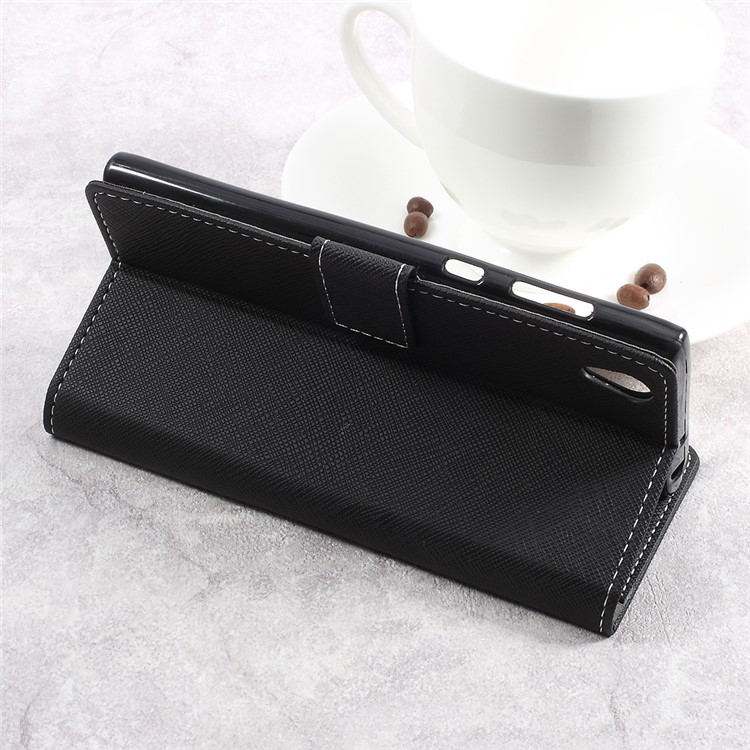 Cross Texture Wallet Leather Stand Cell Phone Case for Sony Xperia L1 - Black-5