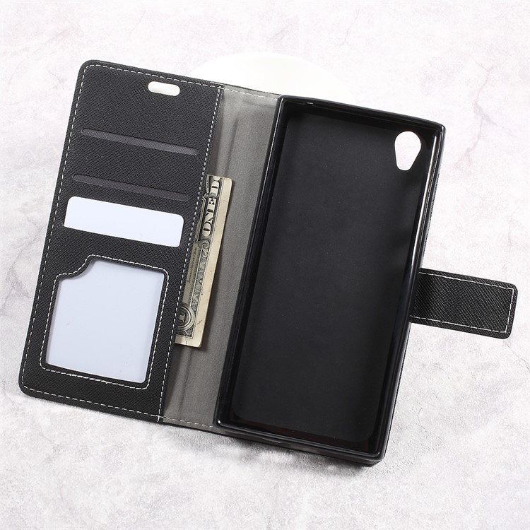 Cross Texture Wallet Leather Stand Cell Phone Case for Sony Xperia L1 - Black-6