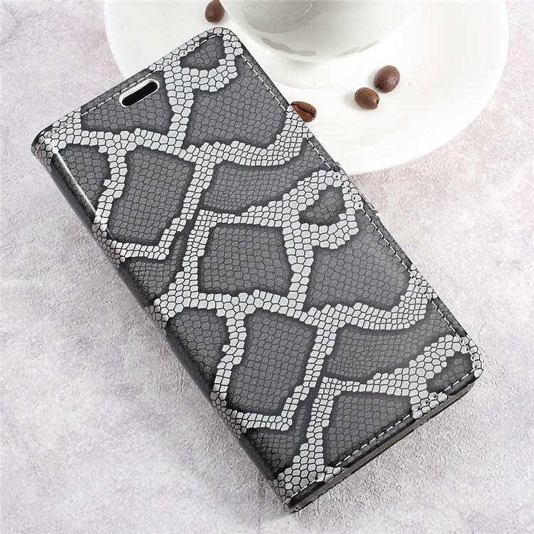 Snake Texture Wallet Leather Mobile Phone Case for Sony Xperia L1 - Grey-3