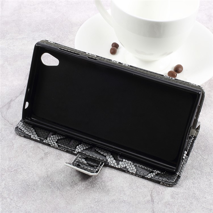 Snake Texture Wallet Leather Mobile Phone Case for Sony Xperia L1 - Grey-5