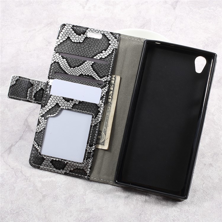 Snake Texture Wallet Leather Mobile Phone Case for Sony Xperia L1 - Grey-7