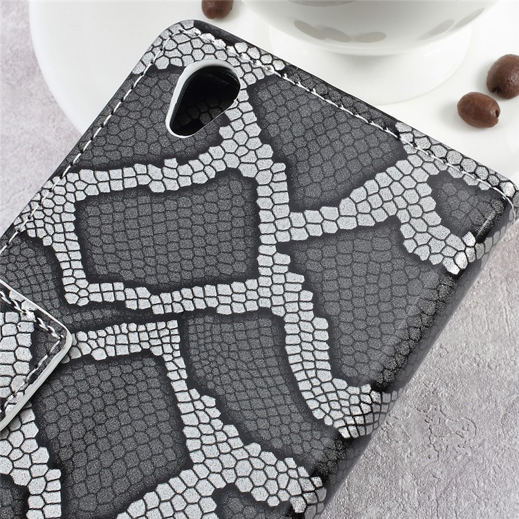 Snake Texture Wallet Leather Mobile Phone Case for Sony Xperia L1 - Grey-8
