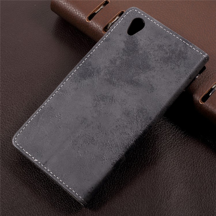 Retro Style PU Leather Card Holder Cover Case for Sony Xperia L1 - Grey-2
