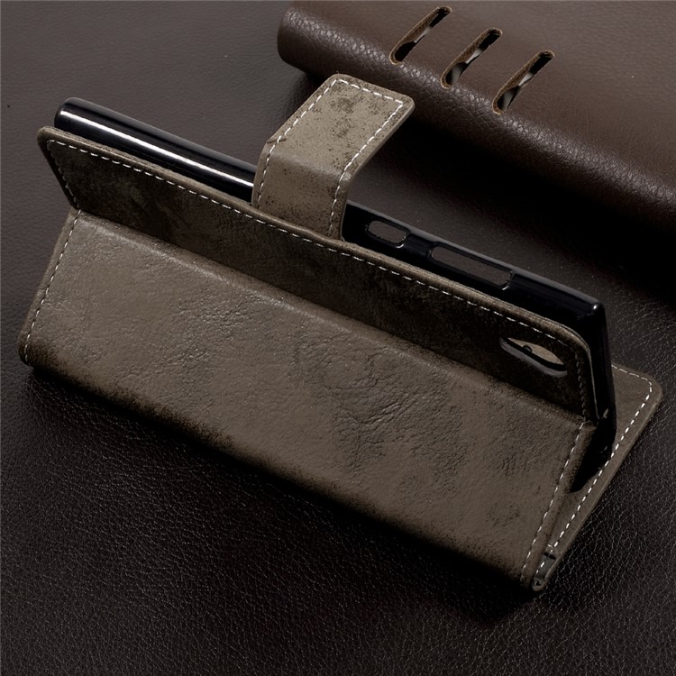Retro Style Wallet Stand PU Leather Mobile Shell for Sony Xperia L1 - Khaki-4