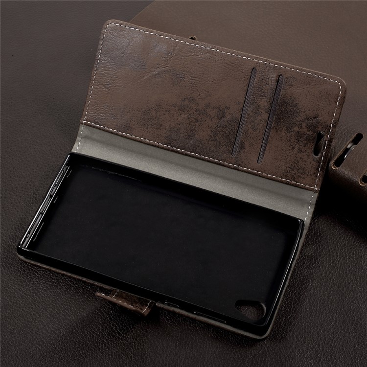 Retro Style PU Leather Stand Phone Case with Card Slots for Sony Xperia L1 - Brown-5