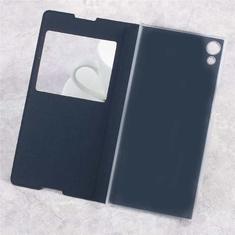 View Window Leather Flip Mobile Casing for Sony Xperia XA1 Ultra - Blue-5