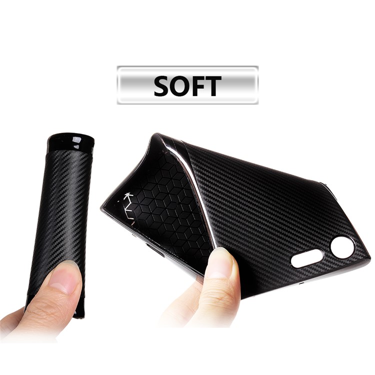 De fibra de carbono suave TPU cubierta del teléfono celular para Sony Xperia XZ Premium - Negro-4
