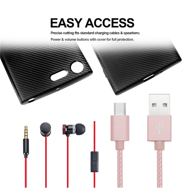 De fibra de carbono suave TPU cubierta del teléfono celular para Sony Xperia XZ Premium - Negro-5