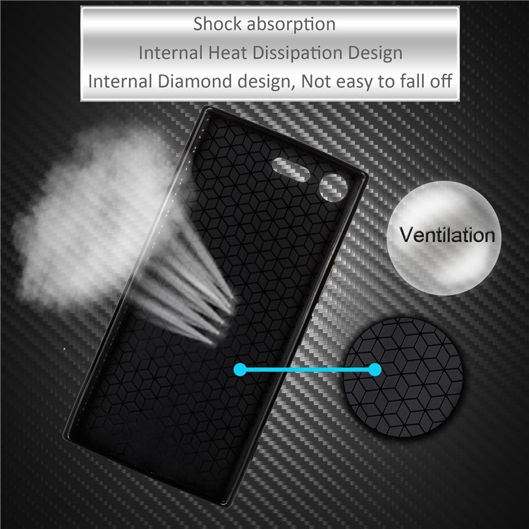 De fibra de carbono suave TPU cubierta del teléfono celular para Sony Xperia XZ Premium - Negro-6