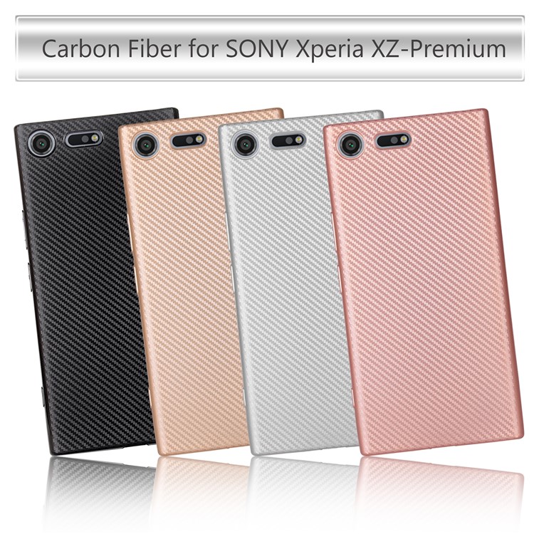 De fibra de carbono suave TPU cubierta del teléfono celular para Sony Xperia XZ Premium - Negro-7