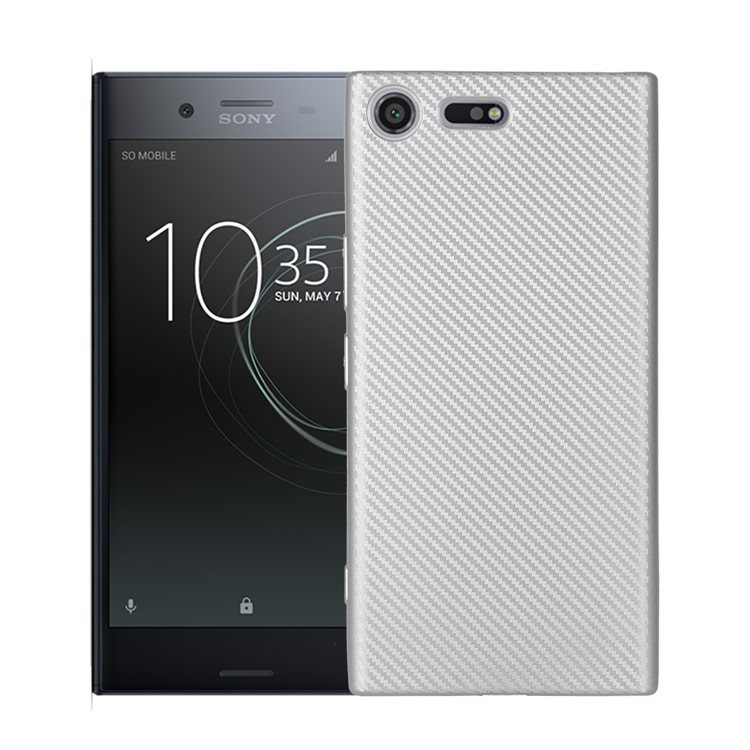 Carbon Fiber Soft TPU Mobile Phone Shell for Sony Xperia XZ Premium - Silver-1