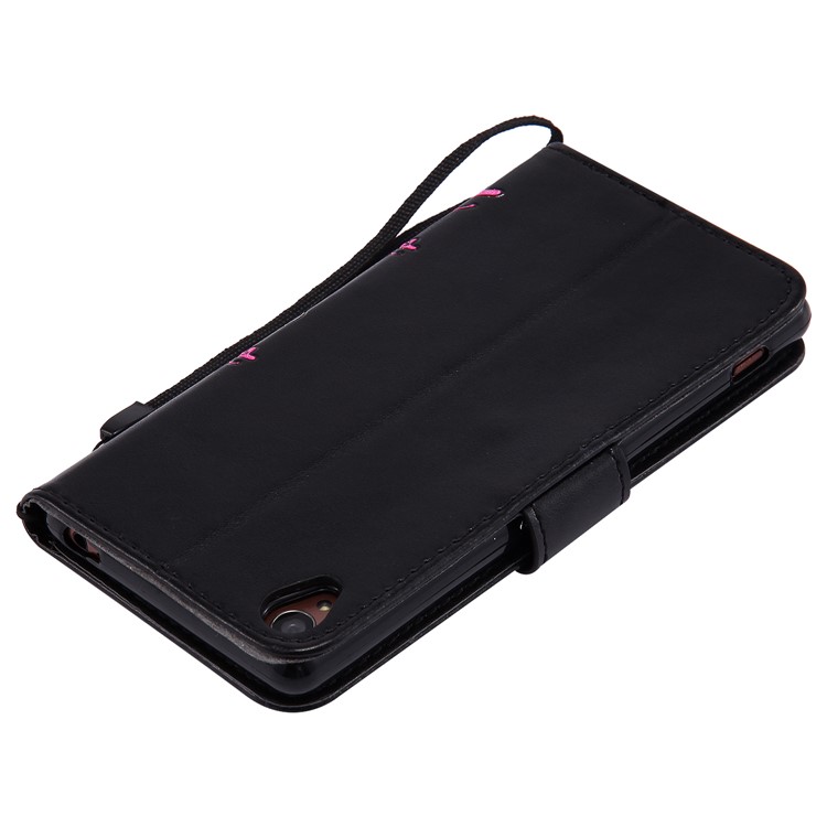 Imprint Butterfly Flower Magnetic Leather Stand Cellphone Cover for Sony Xperia XA / XA Dual - Black-7