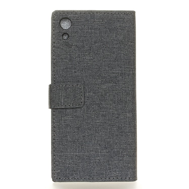 Linen Cloth PU Leather Wallet Case Cover for Sony Xperia XA1 Ultra - Black-2