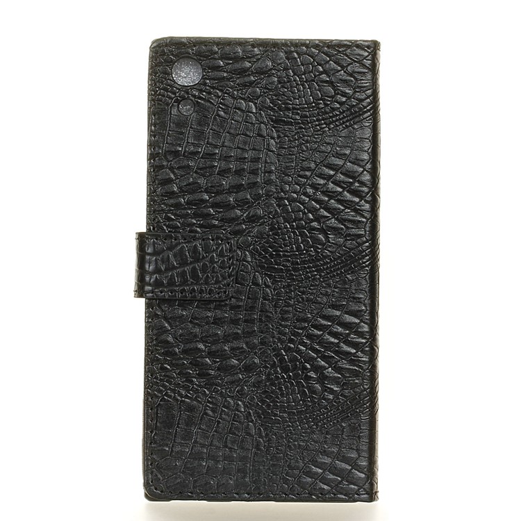 For Sony Xperia XA1 Ultra Crocodile Texture Flip Stand Wallet Leather Case Cover - Black-2