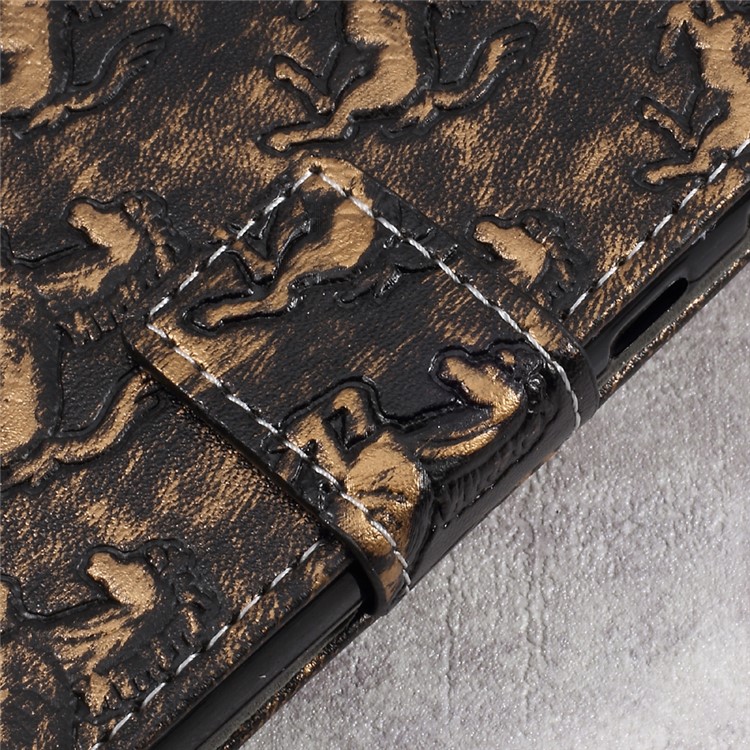 Metal Style Imprinted Leather Wallet Case with Stand for Sony Xperia L1 - Brown / Horses-6