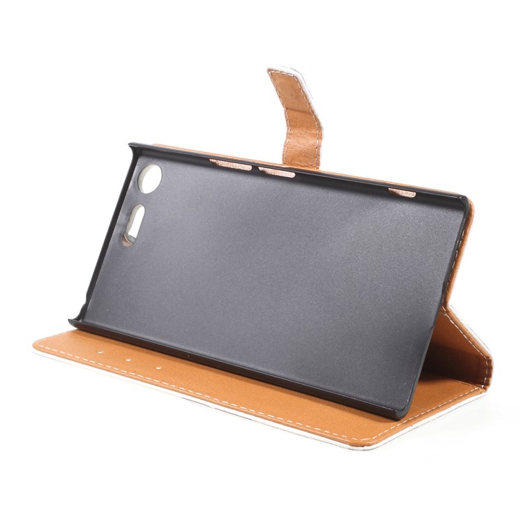 Pattern Printing Leather Wallet Case for Sony Xperia XZ Premium - Dock at Sunset-4