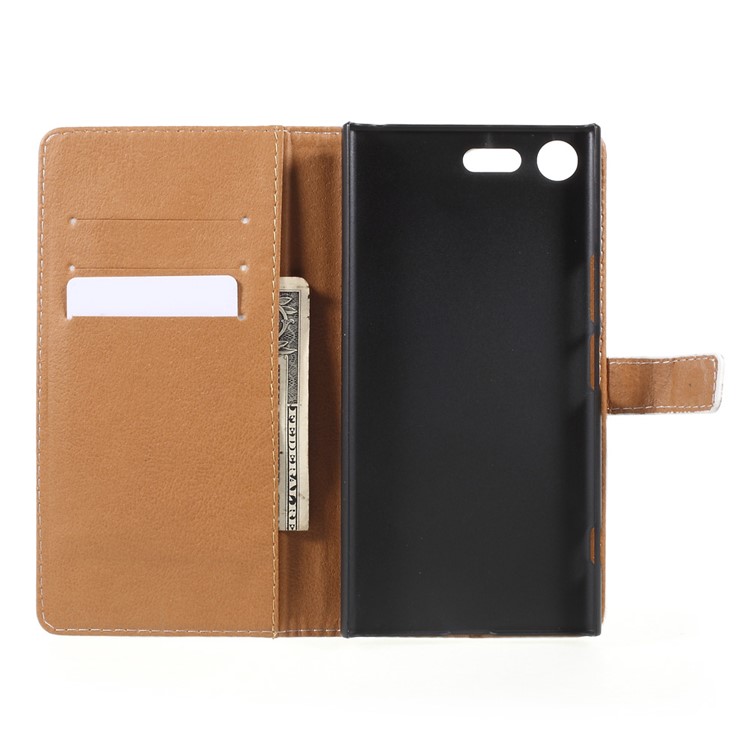Pattern Printing Wallet Leather Protective Case for Sony Xperia XZ Premium - Wolf Howling at the Moon-4