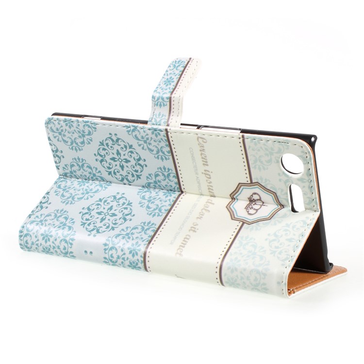 Pattern Printing PU Leather Cover Case for Sony Xperia XZ Premium - Damask Flower-3