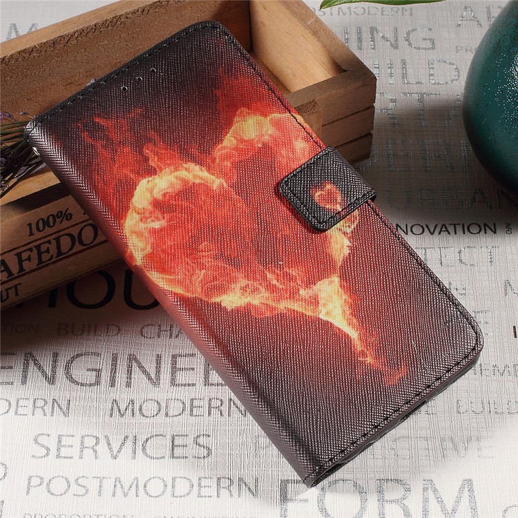 Callfree Leather Stand Mobile Casing with Card Slots for Sony Xperia XA / XA Dual - Burning Flames-1