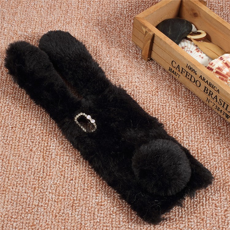 Bunny Design Warm Fur TPU Rhinestone Case for Sony Xperia XA1 - Black-1