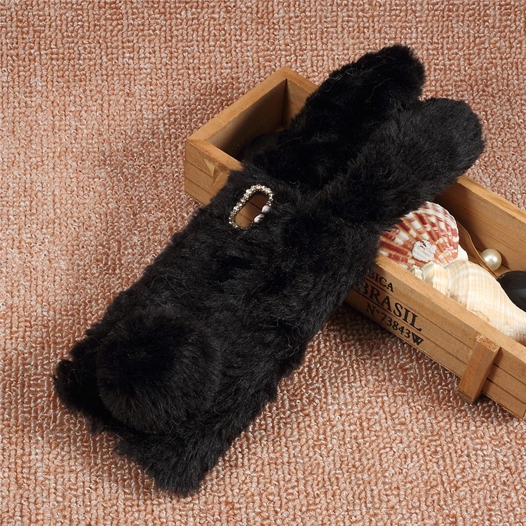 Bunny Design Warm Fur TPU Rhinestone Case for Sony Xperia XA1 - Black-2