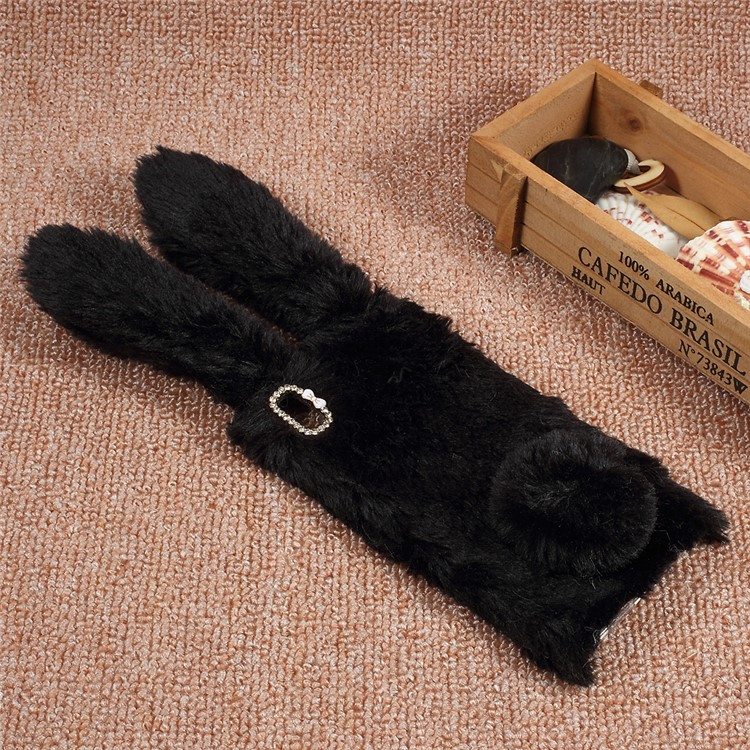 Bunny Design Warm Fur TPU Rhinestone Case for Sony Xperia XA1 Ultra - Black-1