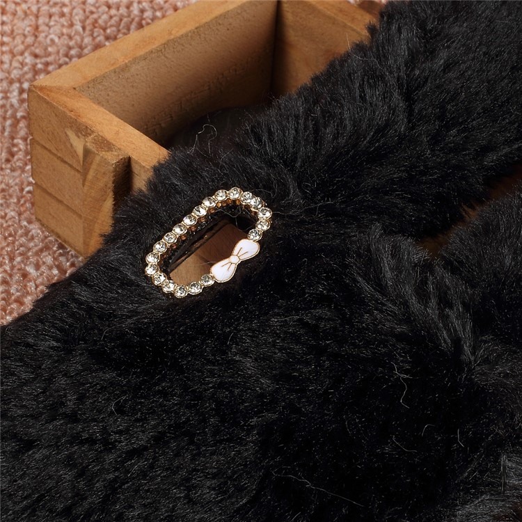 Bunny Design Warm Fur TPU Rhinestone Case for Sony Xperia XA1 Ultra - Black-4