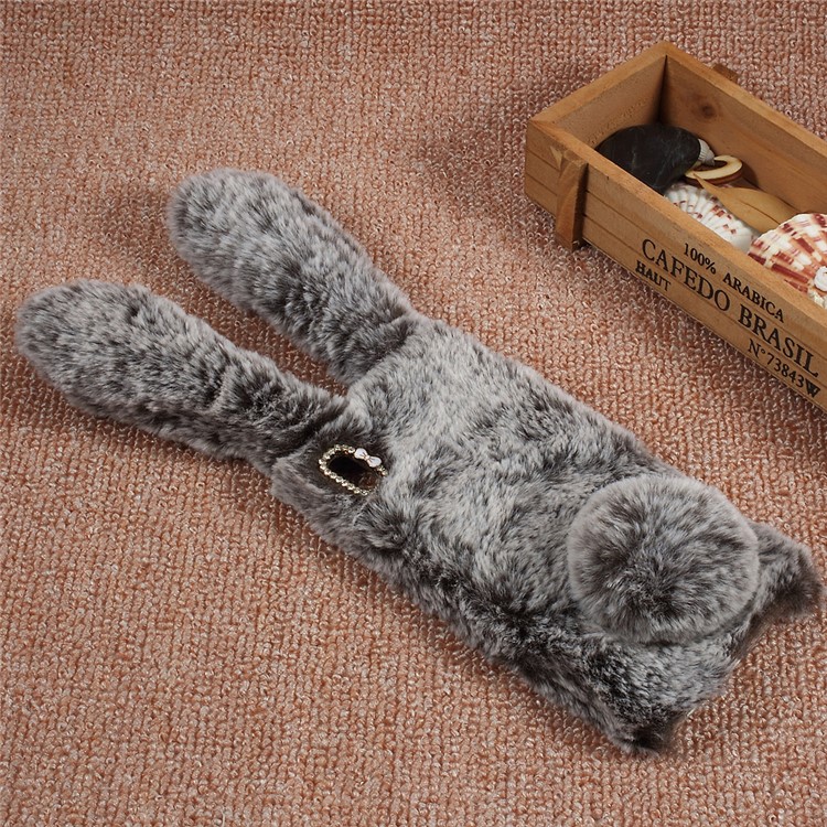 Bunny Design Furry TPU Rhinestone Case for Sony Xperia XA1 Ultra - Brown-1