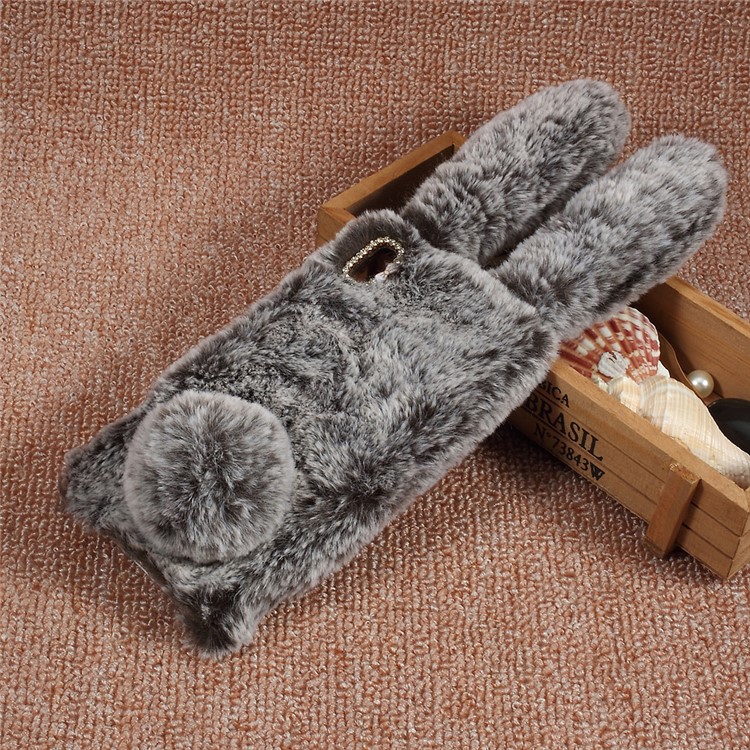 Bunny Design Furry TPU Rhinestone Case for Sony Xperia XA1 Ultra - Brown-2