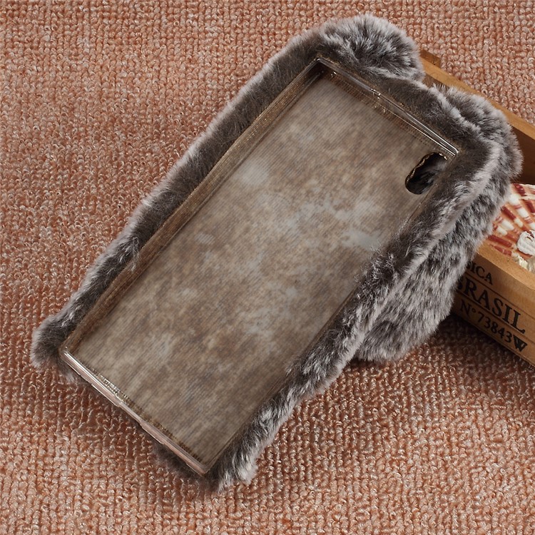 Bunny Design Furry TPU Rhinestone Case for Sony Xperia XA1 Ultra - Brown-3