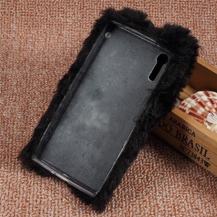 Bunny Design Warm Fur TPU Rhinestone Case for Sony Xperia XZs / XZ - Black-3