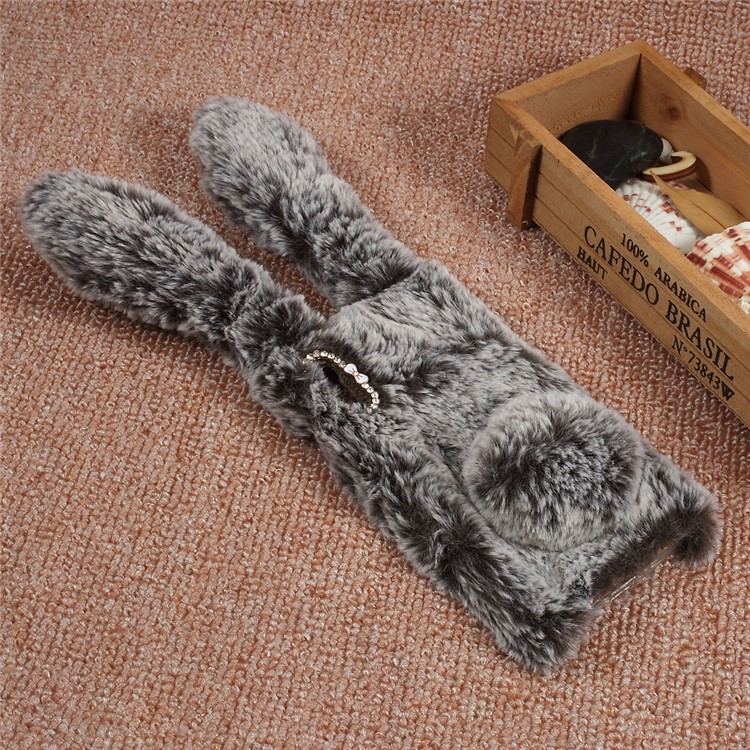 Bunny Design Rhinestone Furry TPU Mobile Casing for Sony Xperia XZs / XZ - Brown-1