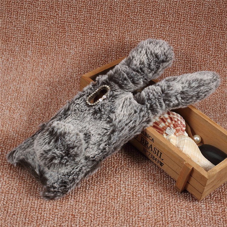 Bunny Design Rhinestone Furry TPU Mobile Casing for Sony Xperia XZs / XZ - Brown-2
