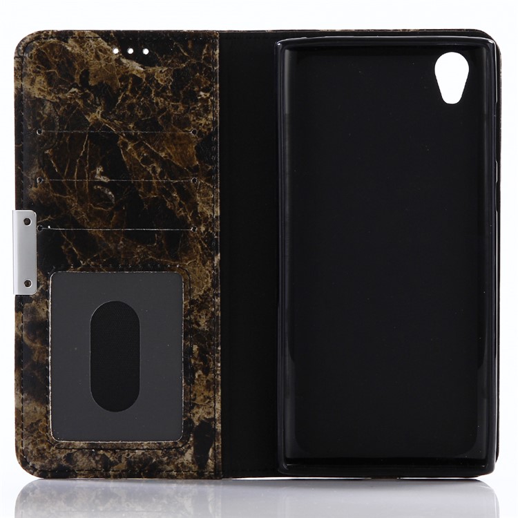 Para Sony Xperia L1 Bolsa De Couro Para Carteira De Couro De Padrão De Mármore - Preto-3