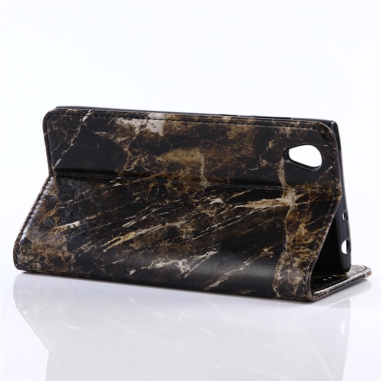 Para Sony Xperia L1 Bolsa De Couro Para Carteira De Couro De Padrão De Mármore - Preto-4