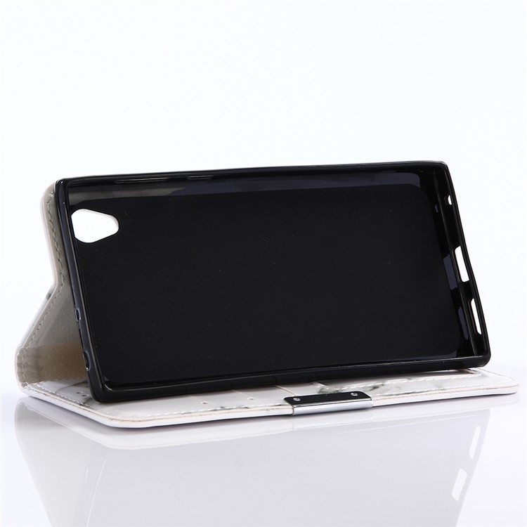 Para Sony Xperia L1 Bolsa De Couro Para Carteira De Couro De Padrão De Mármore - Preto-5