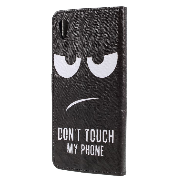 Pattern Printing Leather Wallet Stand Flip Case for Sony Xperia XA1 Ultra - Do Not Touch My Phone-2