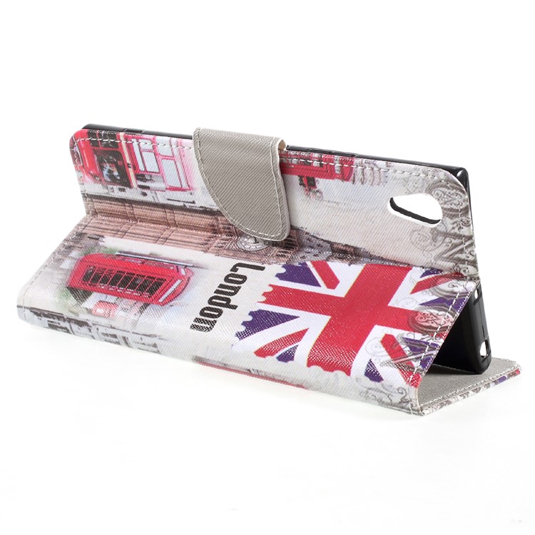 Patterned Leather Card Slot Stand Protective Case for Sony Xperia XA1 Ultra - Big Ben and London Elements-4