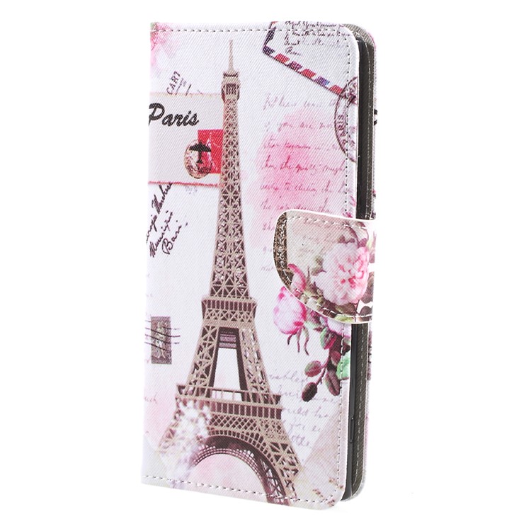 For Sony Xperia XA1 Ultra Pattern Printing Leather Wallet Foldable Phone Casing - Eiffel Tower and Letter-1