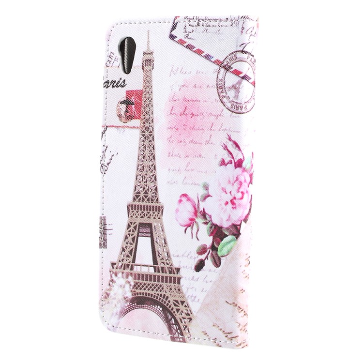 For Sony Xperia XA1 Ultra Pattern Printing Leather Wallet Foldable Phone Casing - Eiffel Tower and Letter-2