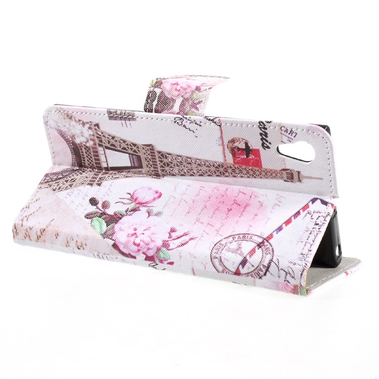 For Sony Xperia XA1 Ultra Pattern Printing Leather Wallet Foldable Phone Casing - Eiffel Tower and Letter-4