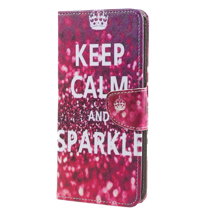 For Sony Xperia XA1 Ultra Patterned Leather Wallet Stand Shell - Keep Calm and Sparkle-1