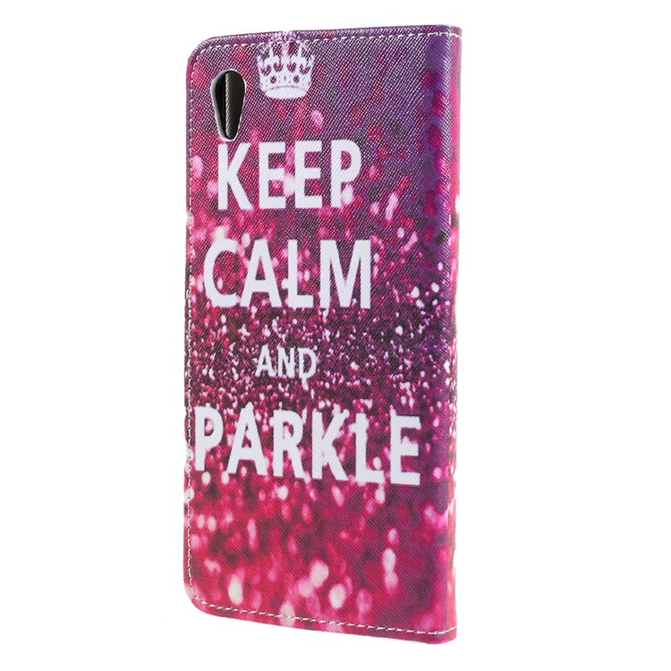 For Sony Xperia XA1 Ultra Patterned Leather Wallet Stand Shell - Keep Calm and Sparkle-2