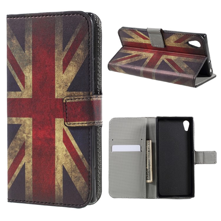 Pattern Printing Stand Leather Wallet Phone Casing for Sony Xperia XA1 - Retro Style Union Jack-1