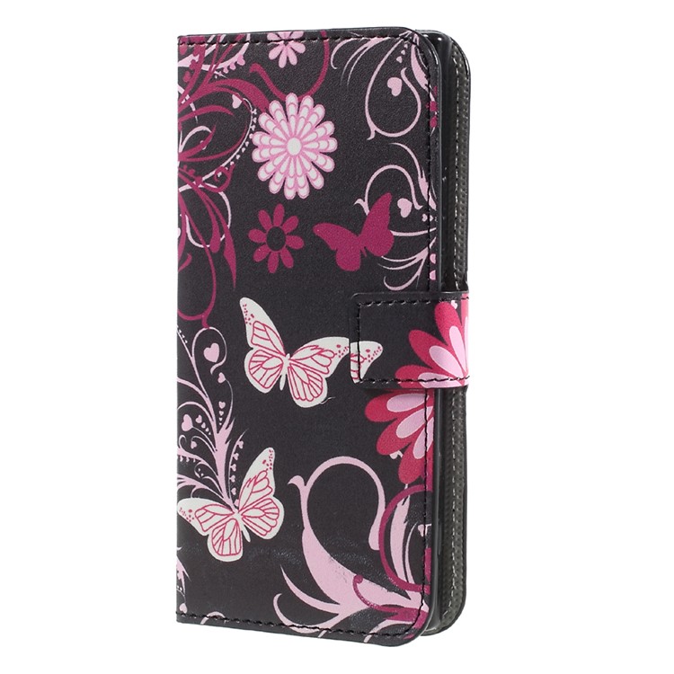 Printing Pattern Stand Leather Card Slot Mobile Shell for Sony Xperia XA1 - Butterflies and Flowers-1