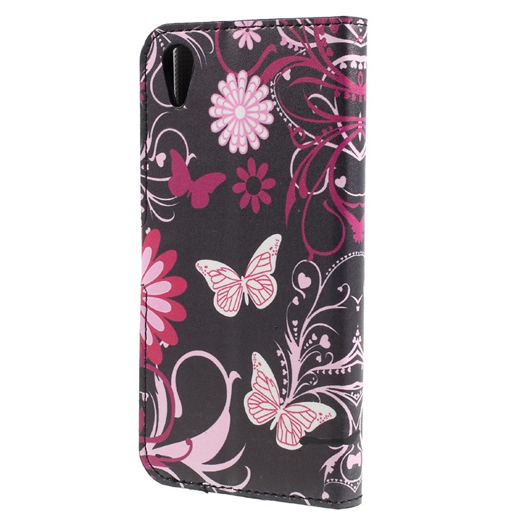Printing Pattern Stand Leather Card Slot Mobile Shell for Sony Xperia XA1 - Butterflies and Flowers-2