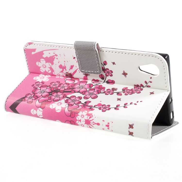 For Sony Xperia XA1 Pattern Printing Stand Leather Wallet Phone Cover - Peach Blossom-4