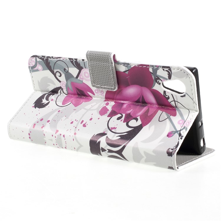 Printing Pattern Stand Leather Wallet Mobile Casing for Sony Xperia XA1 - Beautiful Flowers-4