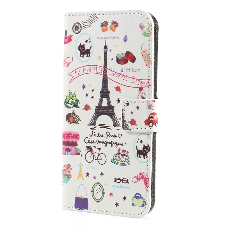 For Sony Xperia XA1 Patterned Stand Leather Wallet Case Shell - Eiffel Tower and Palettes Sweet Street-1