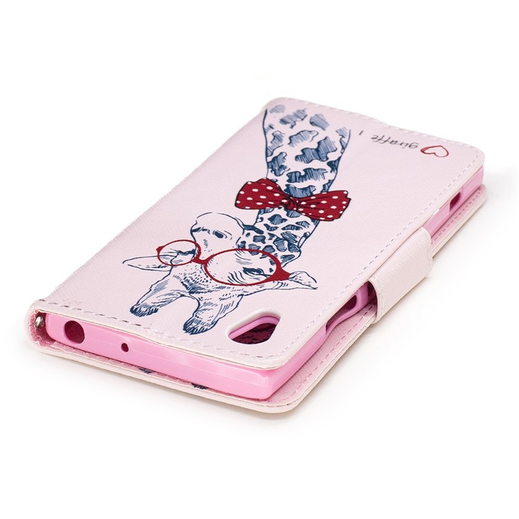 Patterned Leather Stand Mobile Casing for Sony Xperia XA1 - Giraffe Wearing Red Glasses-7
